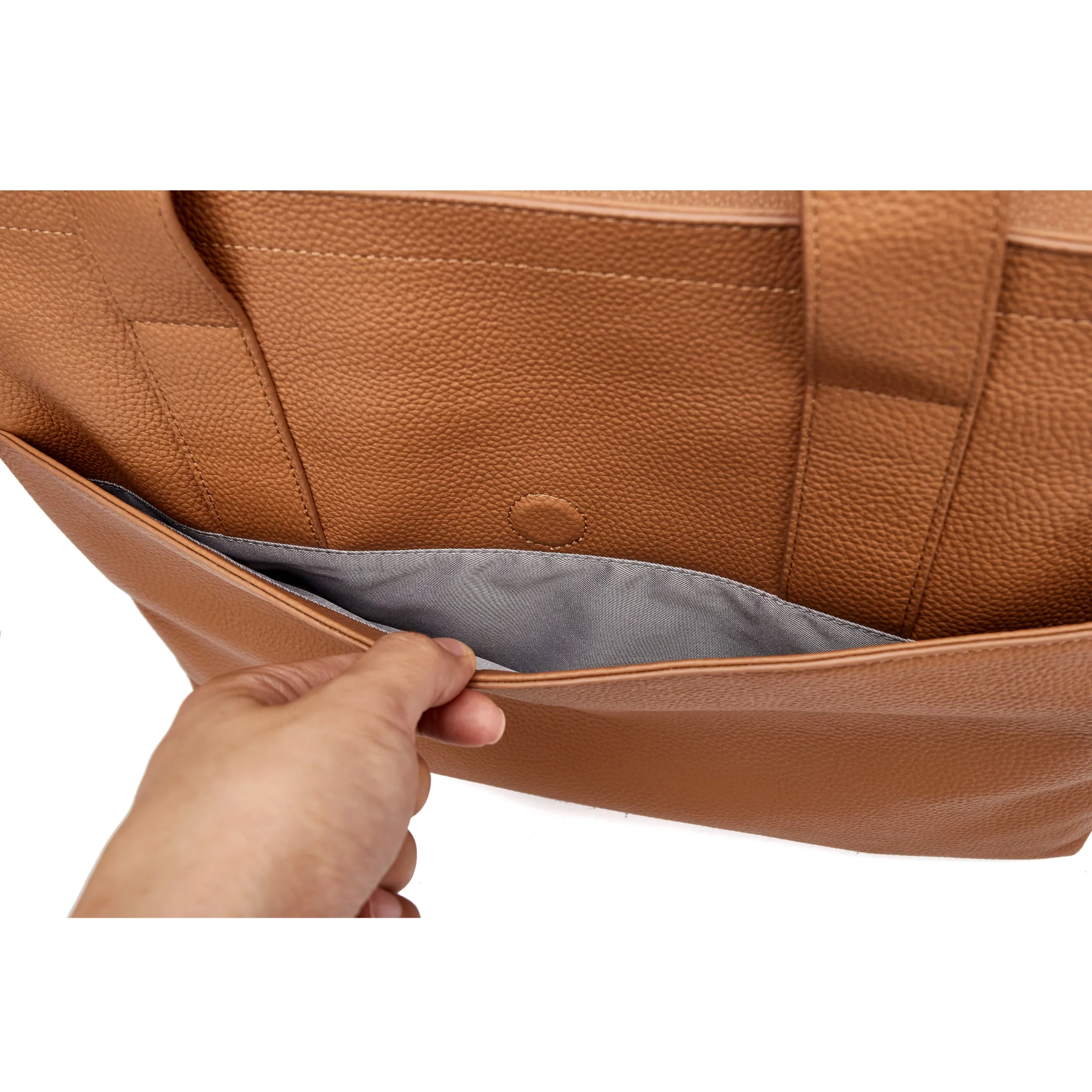 16" Slouchy Leather Laptop Tote | Large Capacity - Image 15