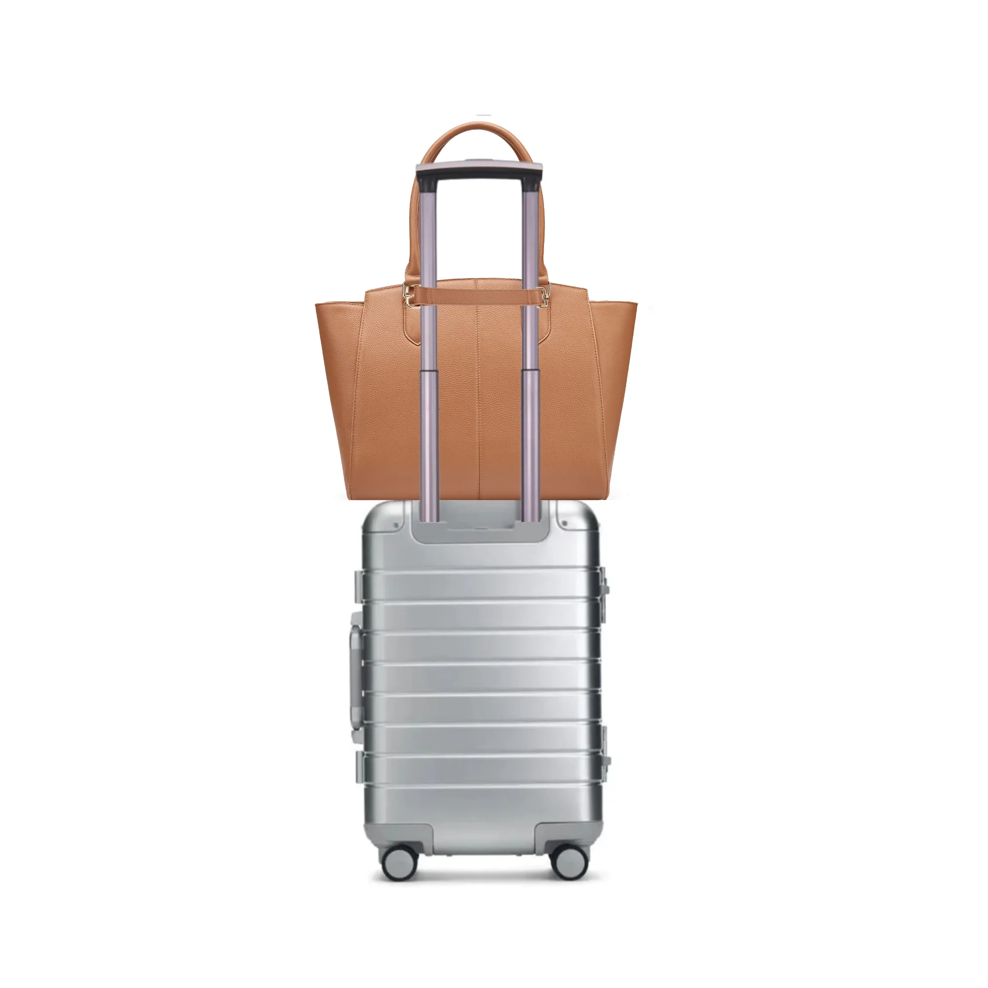 DANIELLE Designer Laptop Handbag | TAN LEATHER | CHAMPAGNE GOLD - Image 13