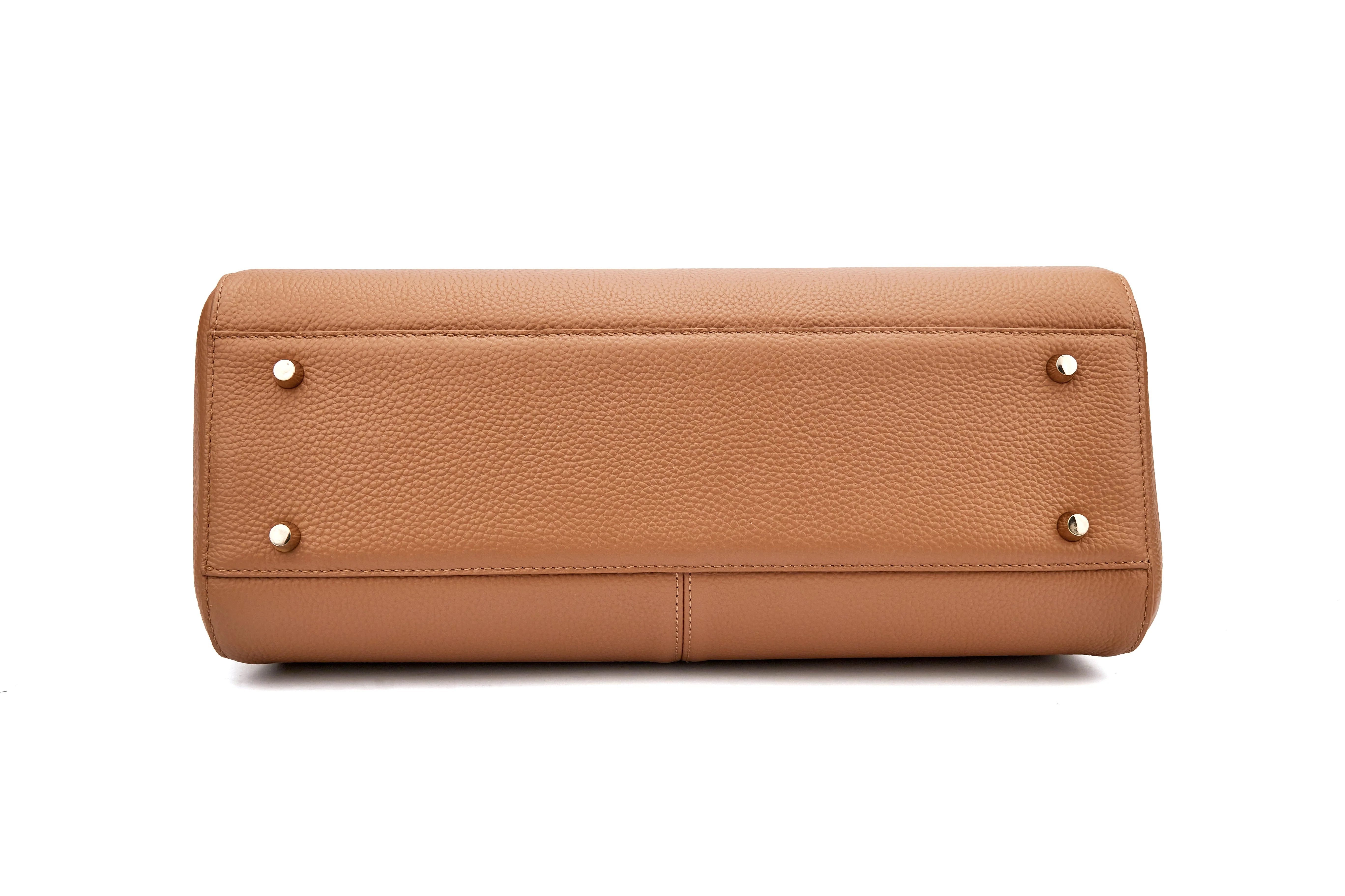 DANIELLE Designer Laptop Handbag | TAN LEATHER | CHAMPAGNE GOLD - Image 17