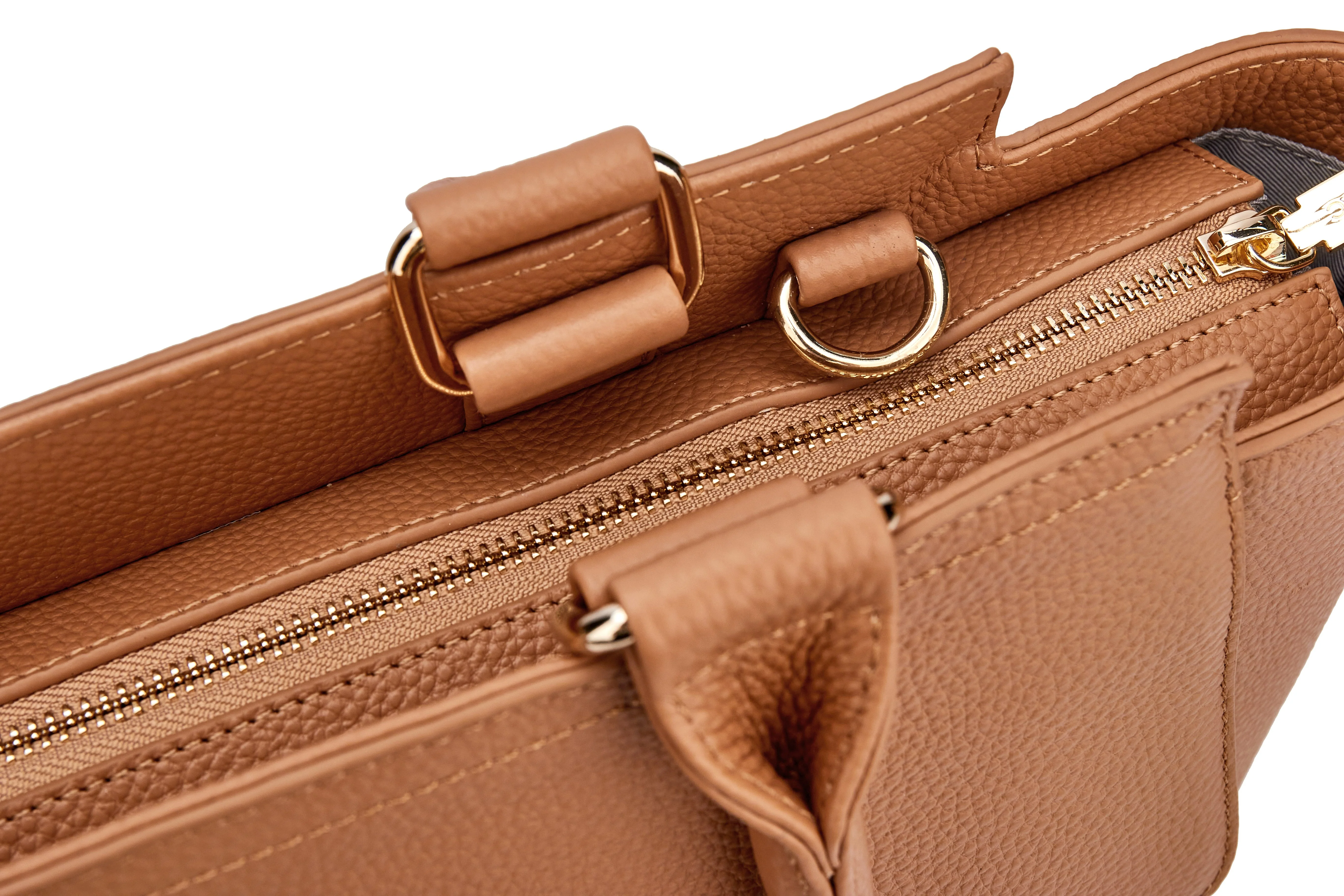 DANIELLE Designer Laptop Handbag | TAN LEATHER | CHAMPAGNE GOLD - Image 19