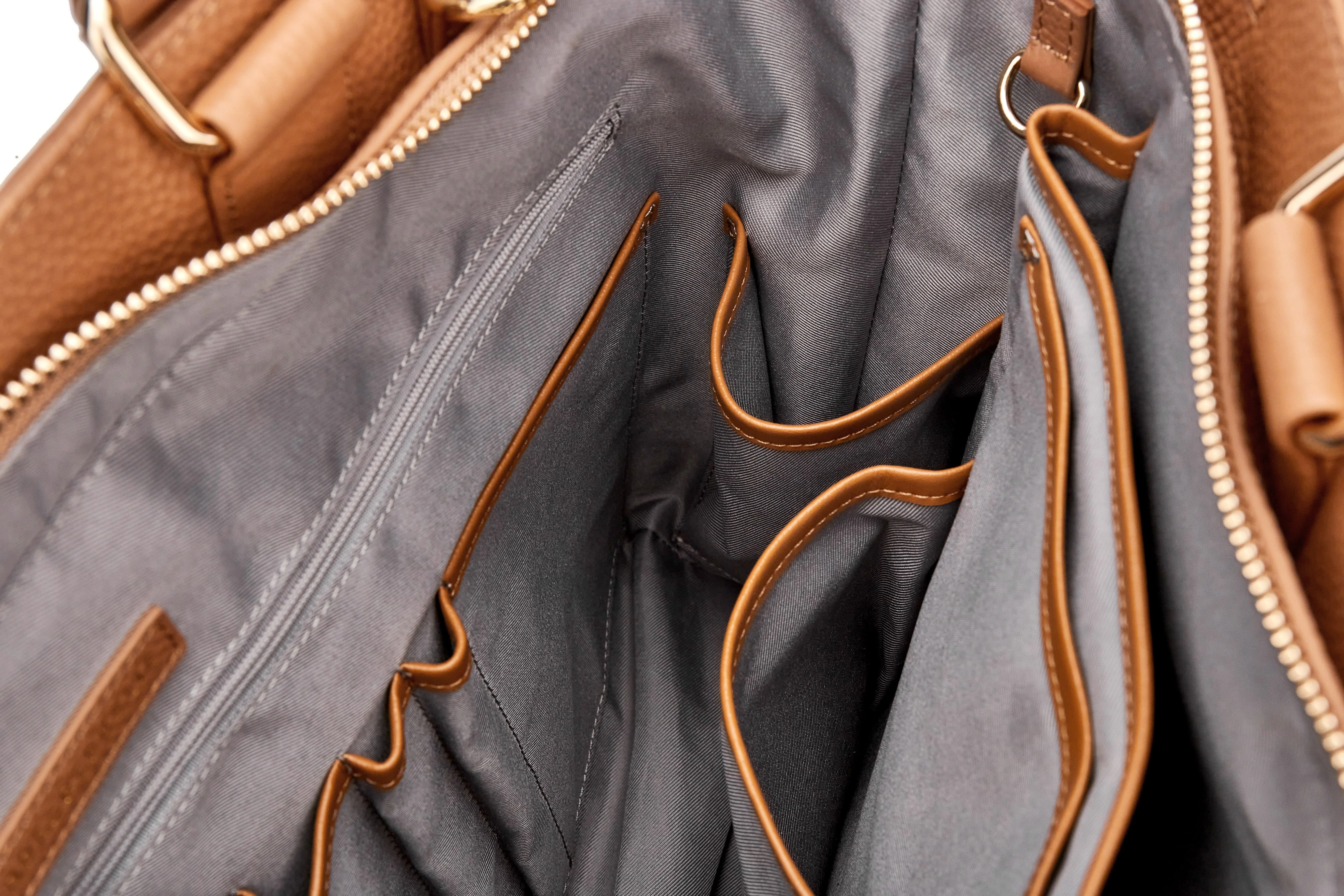 DANIELLE Designer Laptop Handbag | TAN LEATHER | CHAMPAGNE GOLD - Image 21