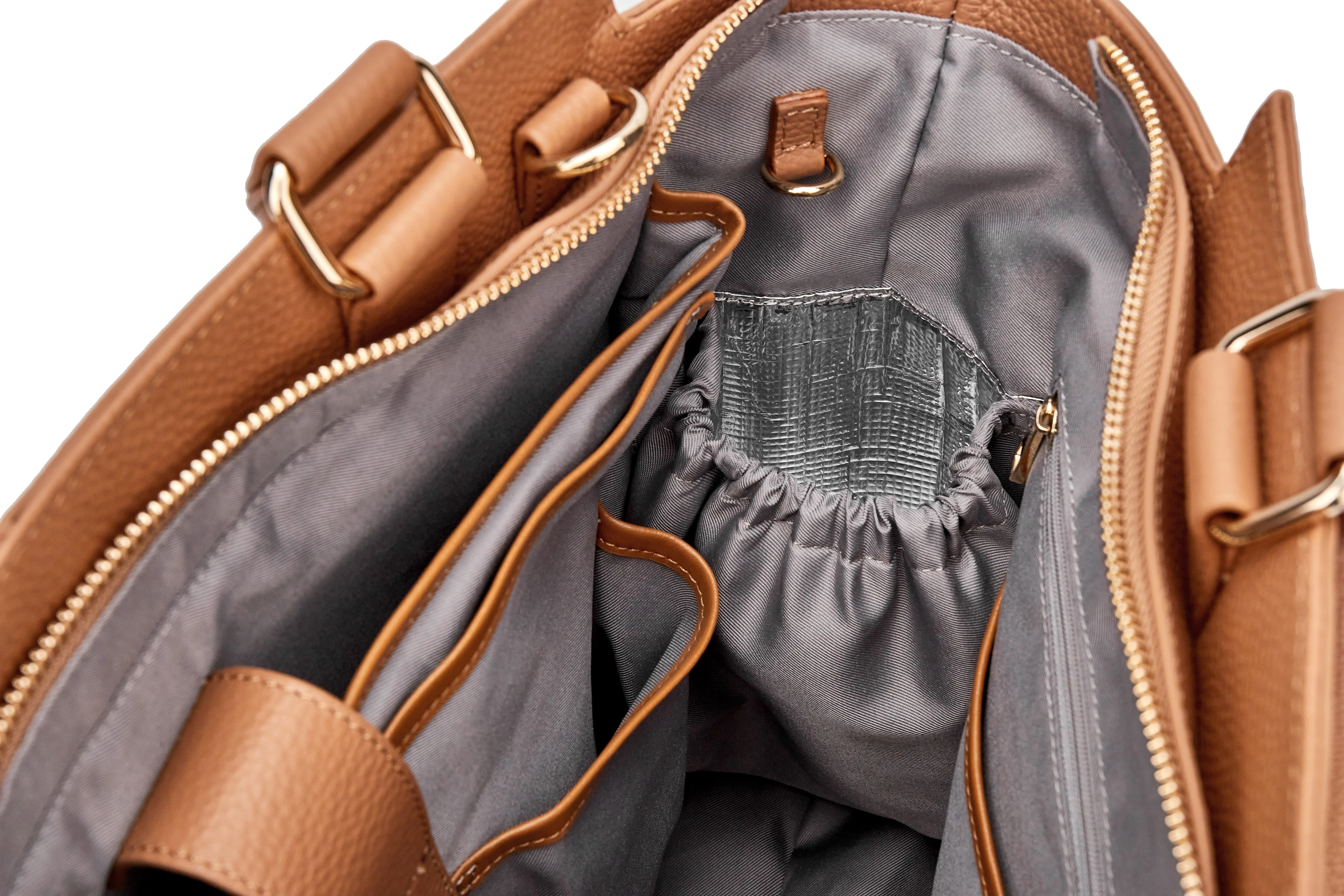 DANIELLE Designer Laptop Handbag | TAN LEATHER | CHAMPAGNE GOLD - Image 22