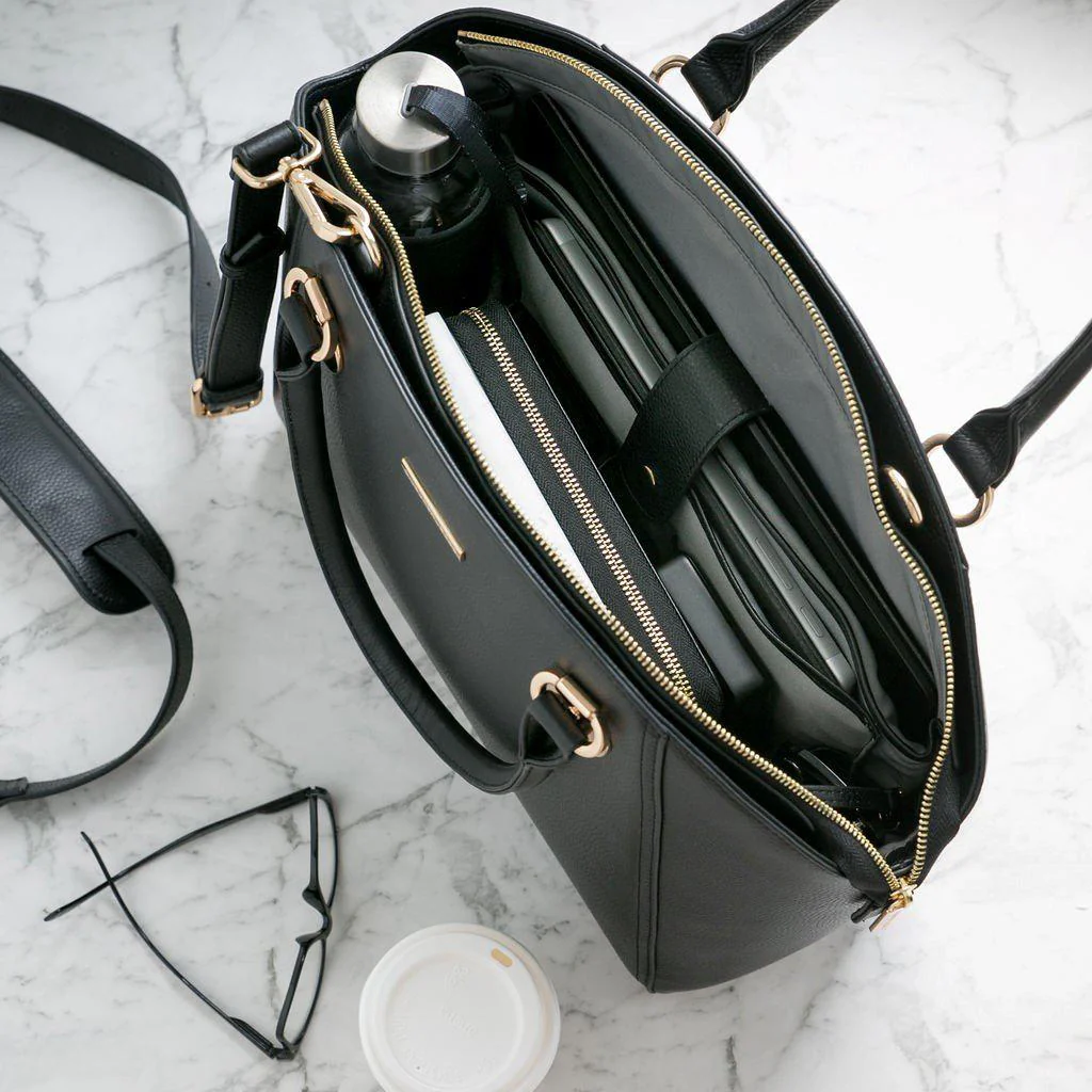 [limited edition] JULIA BLACK | croc patent Leather 14"Laptop Handbag | CHAMPAGNE GOLD - Image 3