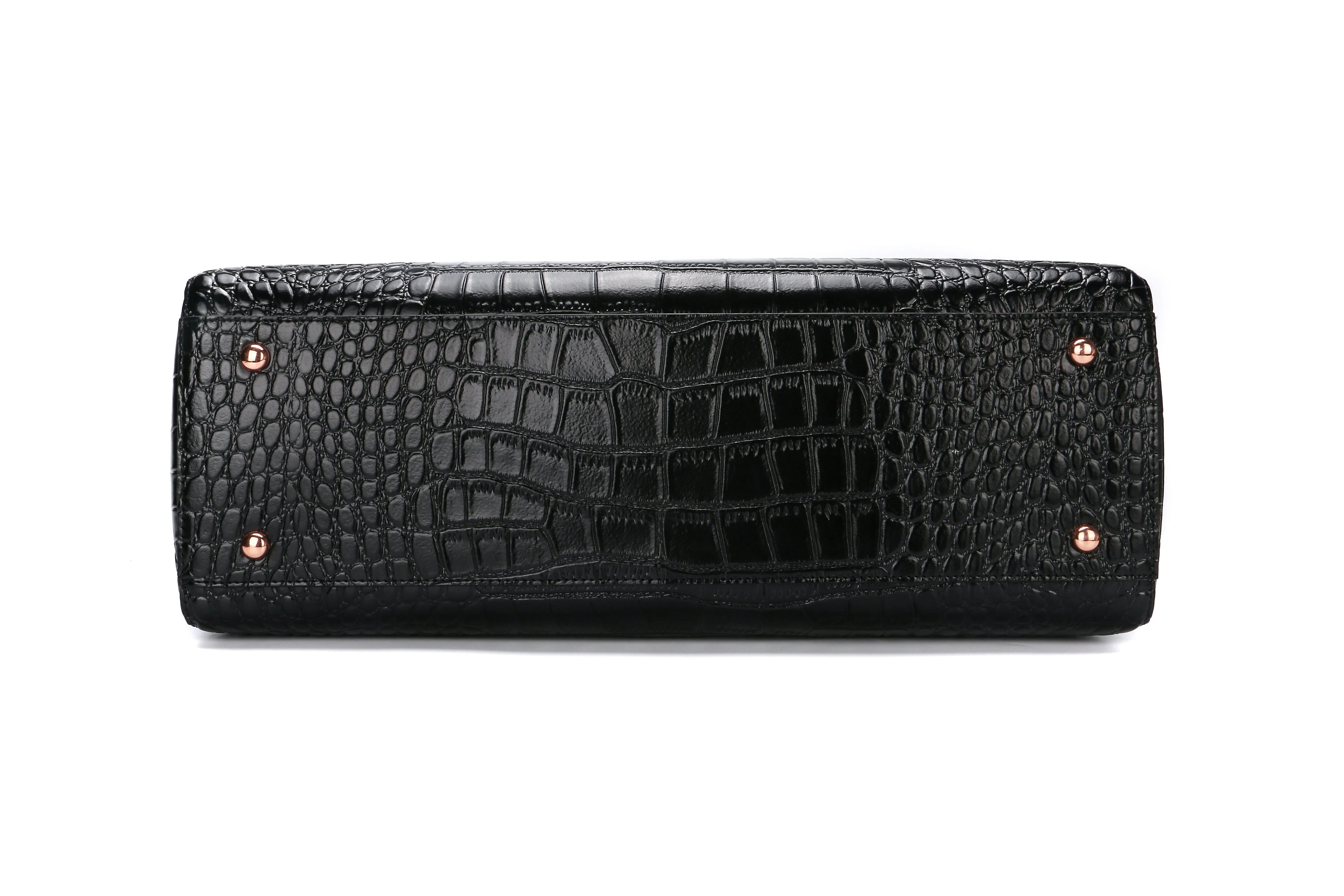 [limited edition] JULIA BLACK | croc patent Leather 14"Laptop Handbag | CHAMPAGNE GOLD - Image 4